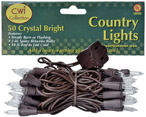 New -- 50ct Light Set on 14ft Brown Cord -- End to End -- Indoor/Outdoor Use gallery