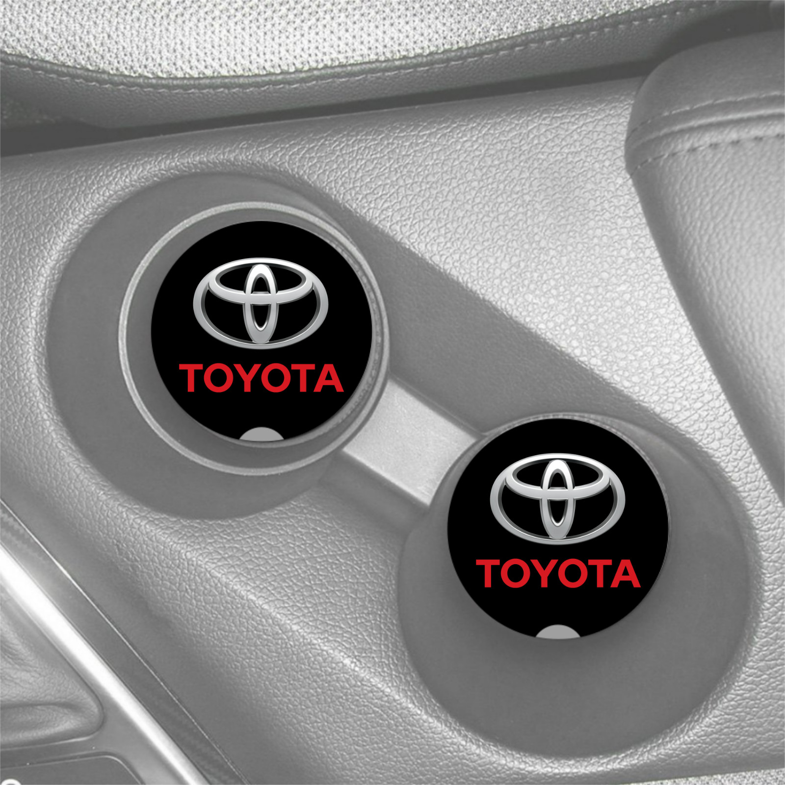 TOYOTA LOGO BLACK RED DESIGN CUSTOM SANDSTONE CAR COASTERS ABSORBS SET (2) gallery