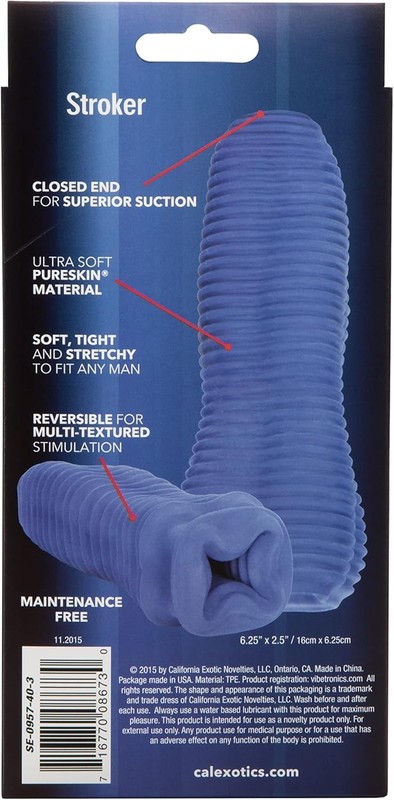 Life-Like Blue Stroker with Reversible Textures and Superior Suction Feel gallery