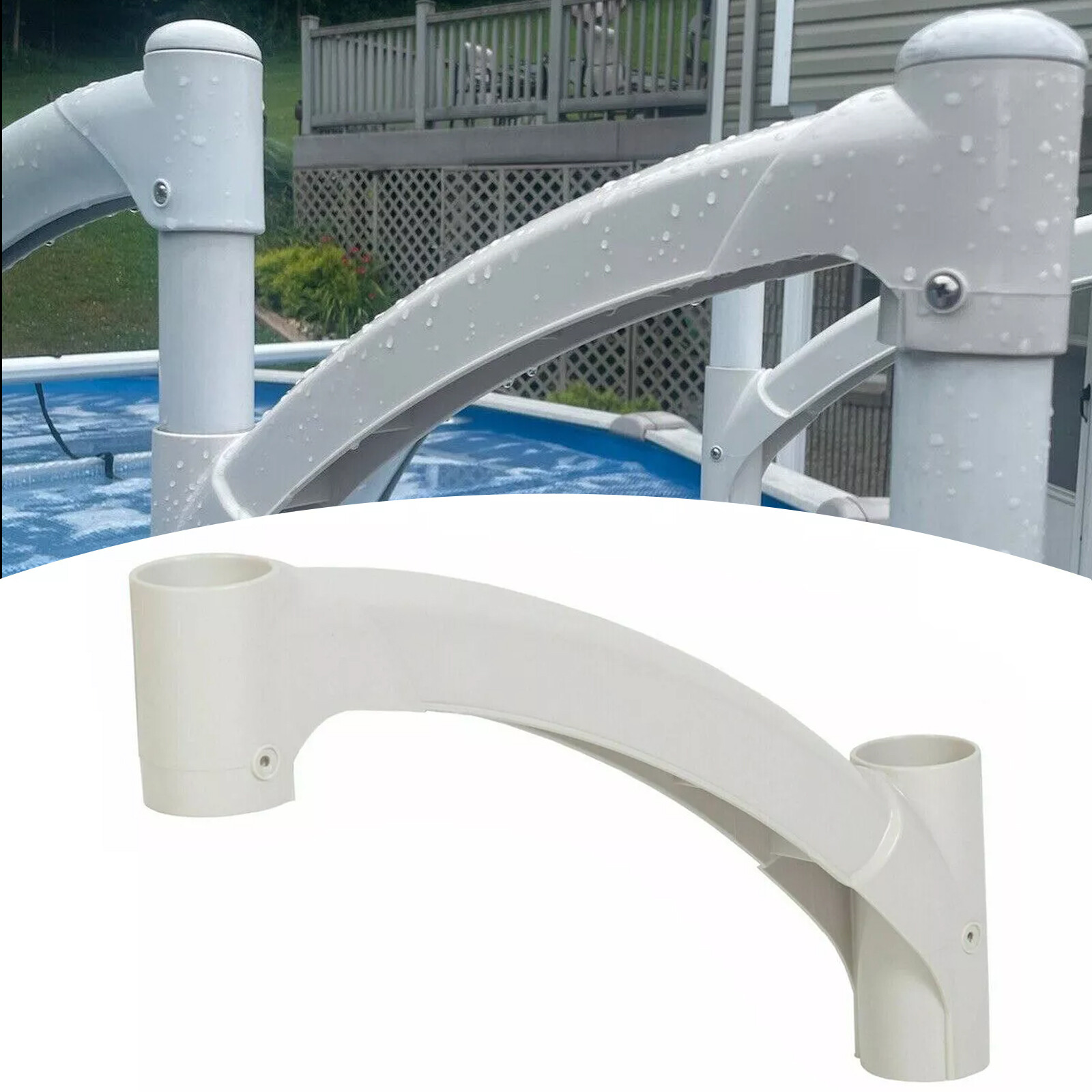 White Short Handrail For Above Ground BiltMor Swimming Pool Step gallery