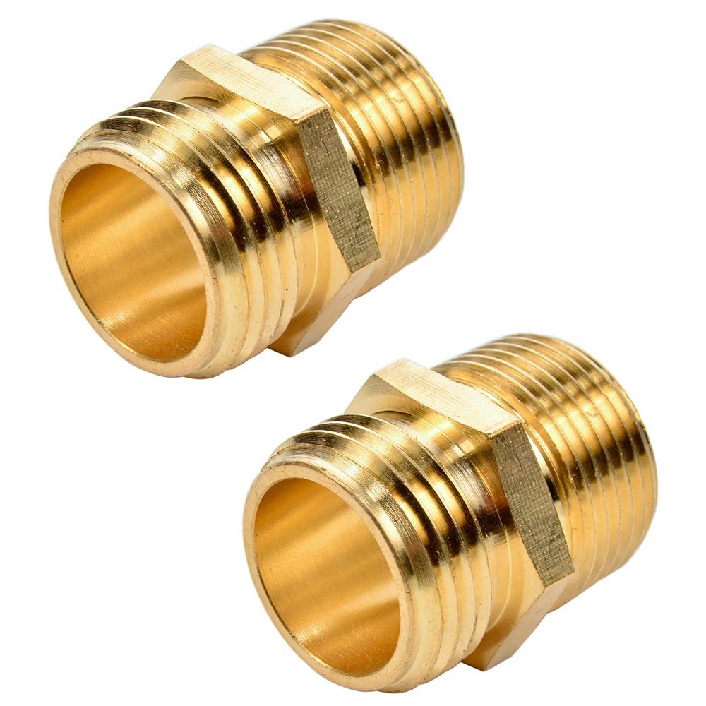 2 Pack 3/4" GHT Male Thread x 3/4" NPT Male Thread Fitting Brass Adapter gallery