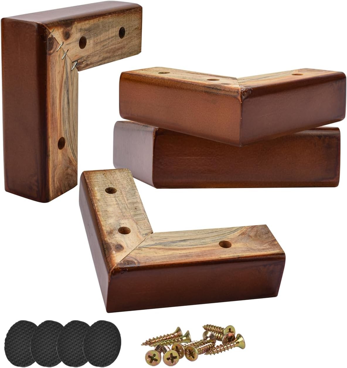 2 inch / 5cm Solid Wood Furniture Corner Legs, 4Pcs L Shaped Angled Wooden gallery
