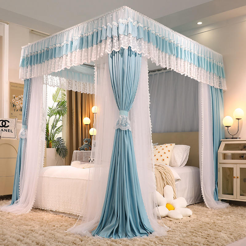 Canopy For Bed Drapes Mosquito Net Double Rod Frames Yard Anti-mosquito Net Set gallery