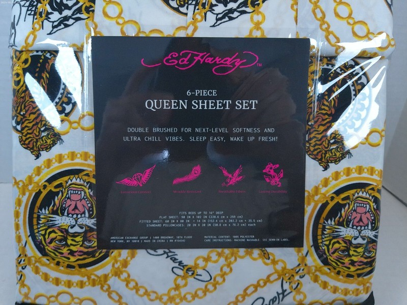 Ed Hardy Six Piece Queen Size Bed Sheet Set Four Pillowcases Incuded gallery