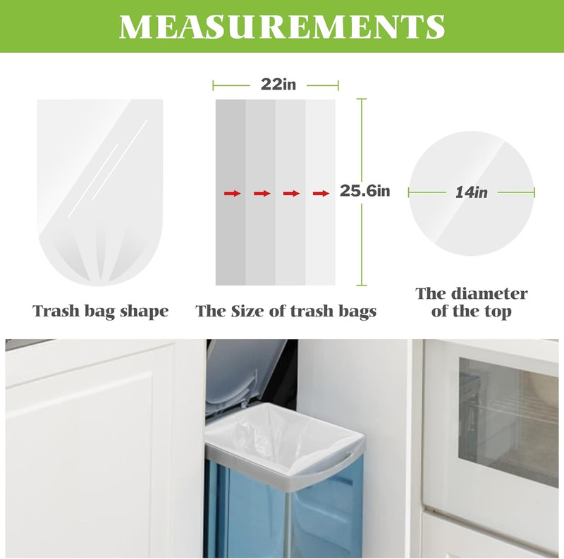 8 Gallon 300 Counts Unscented Medium Trash Bags,Fit 7,8,9,10 Gal Garbage Bags by gallery