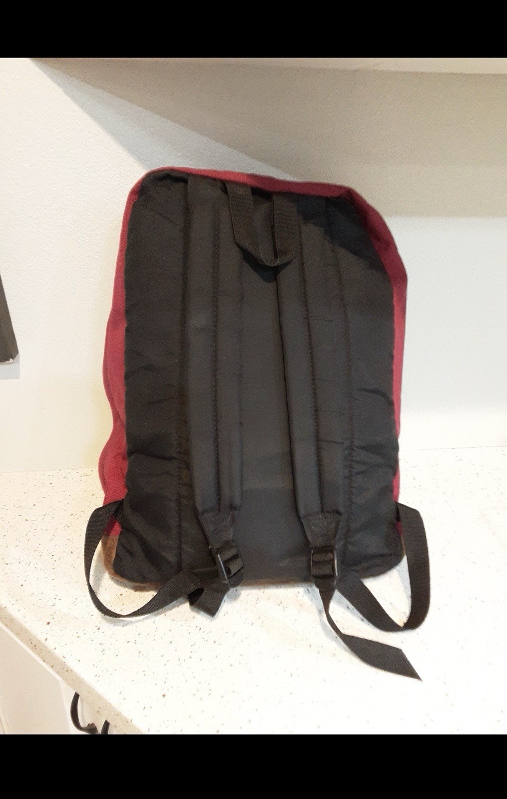 JanSport Red Hiking Backpack Brown Suede Bottom Adjustable Straps Pockets 2