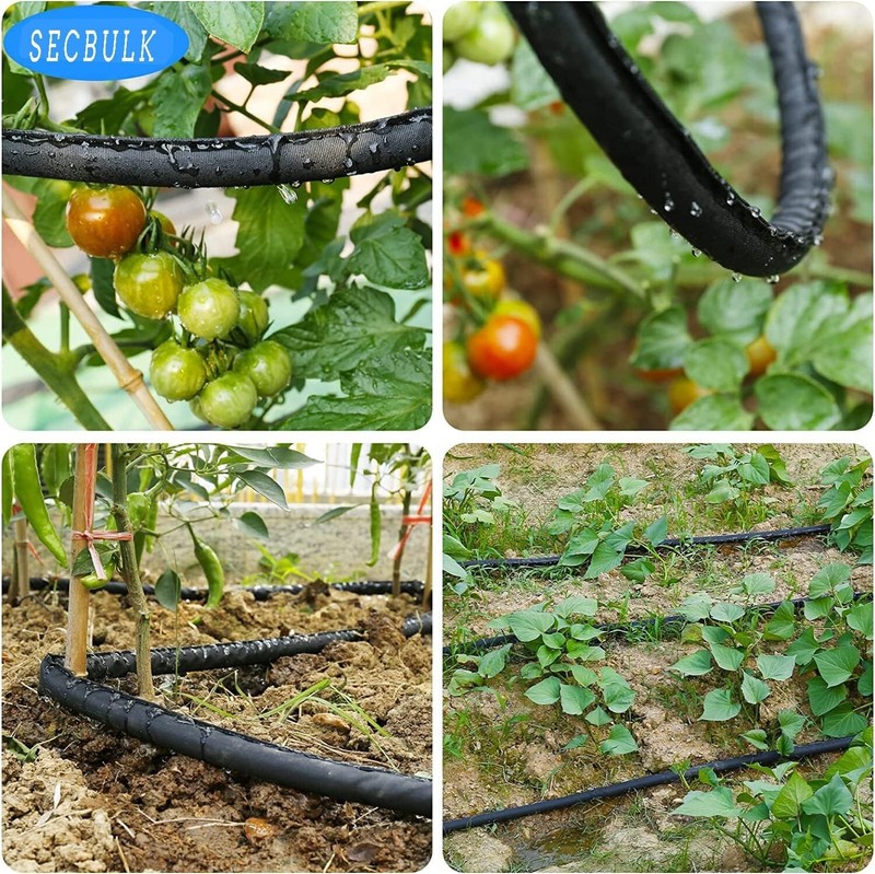 Flat Soaker Hose 150 ft for Garden, 150' (75ft x 2) Linkable Drip Hose gallery