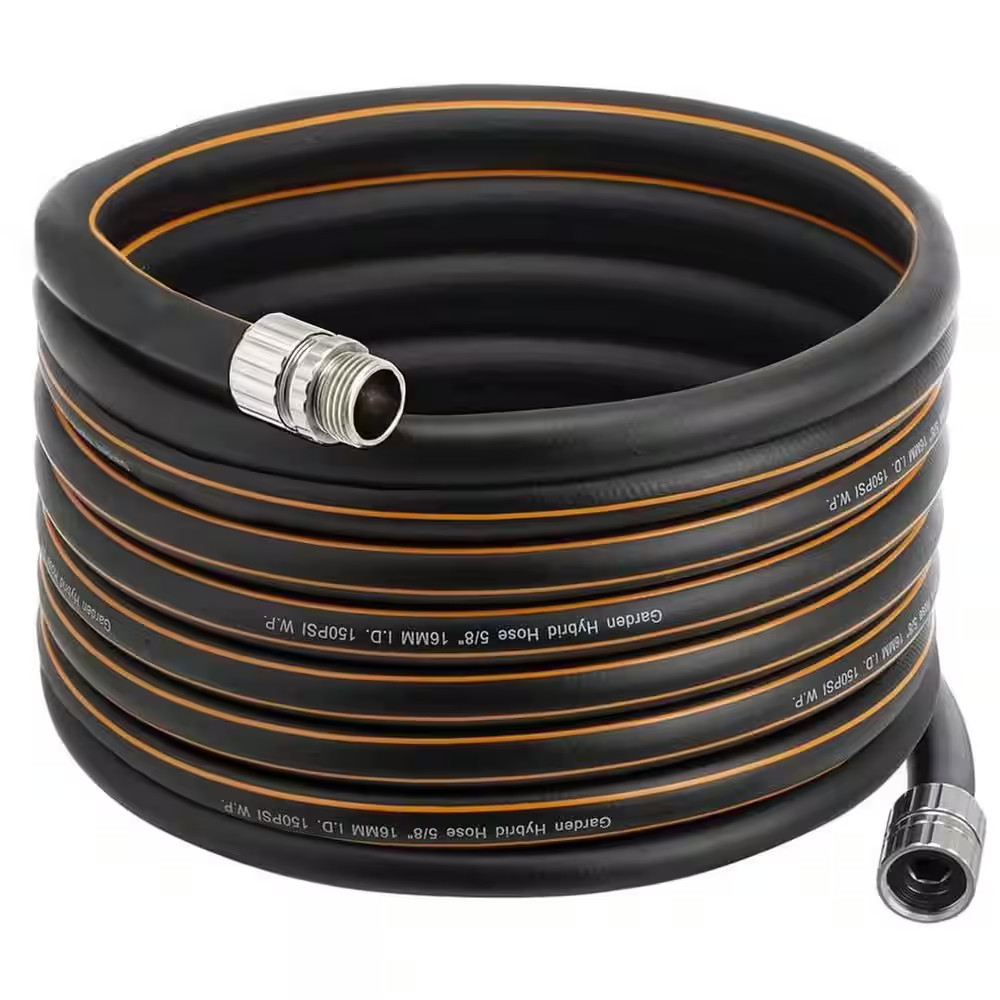5/8 In. X 50 Ft. Heavy-Duty Flexible No Kink Rubber Water Garden Hose Leakproof gallery