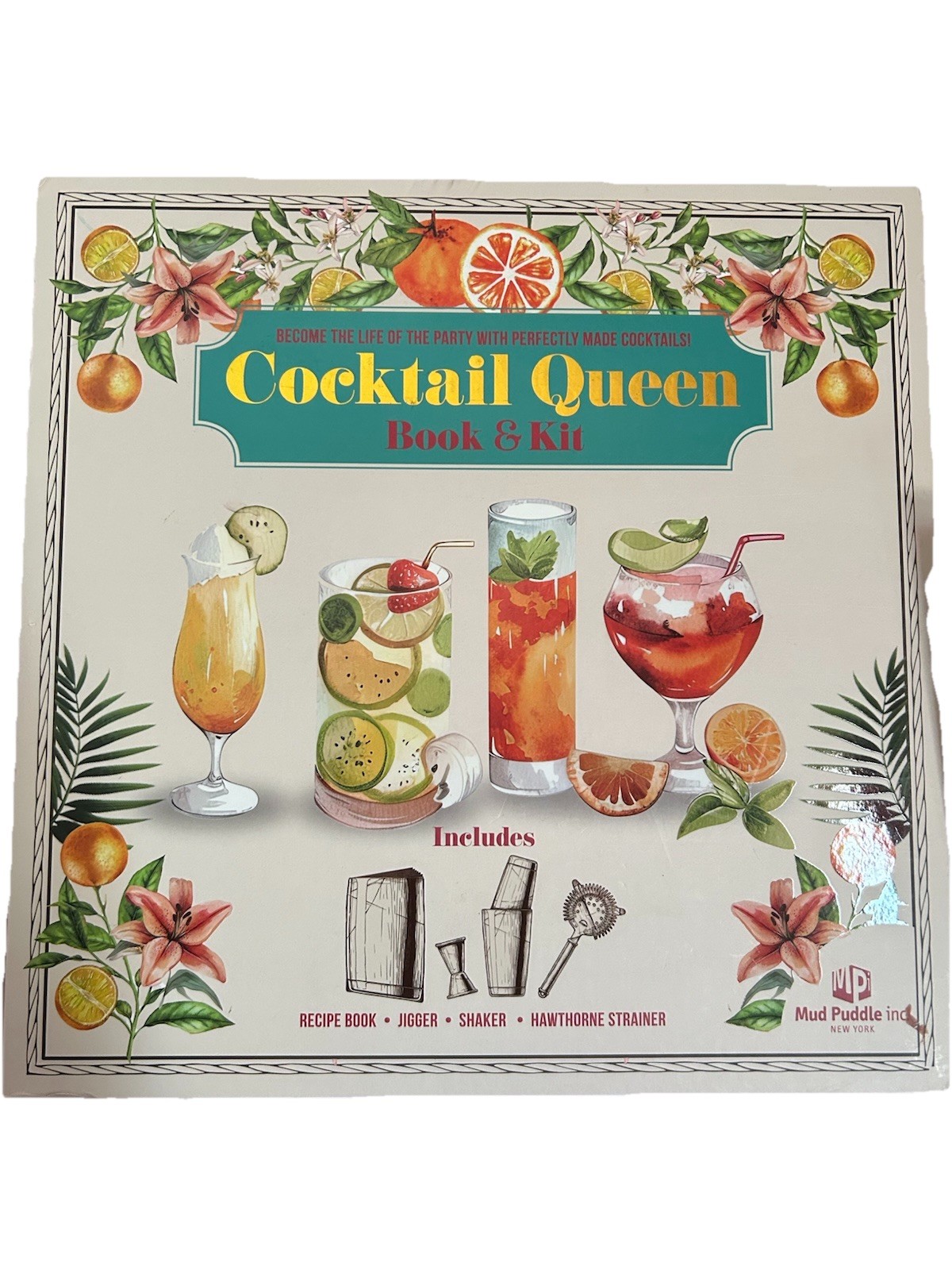 Cocktail Queen Book & Kit Mud Puddle Inc. Recipe Book Jigger Shaker Hawthorne gallery