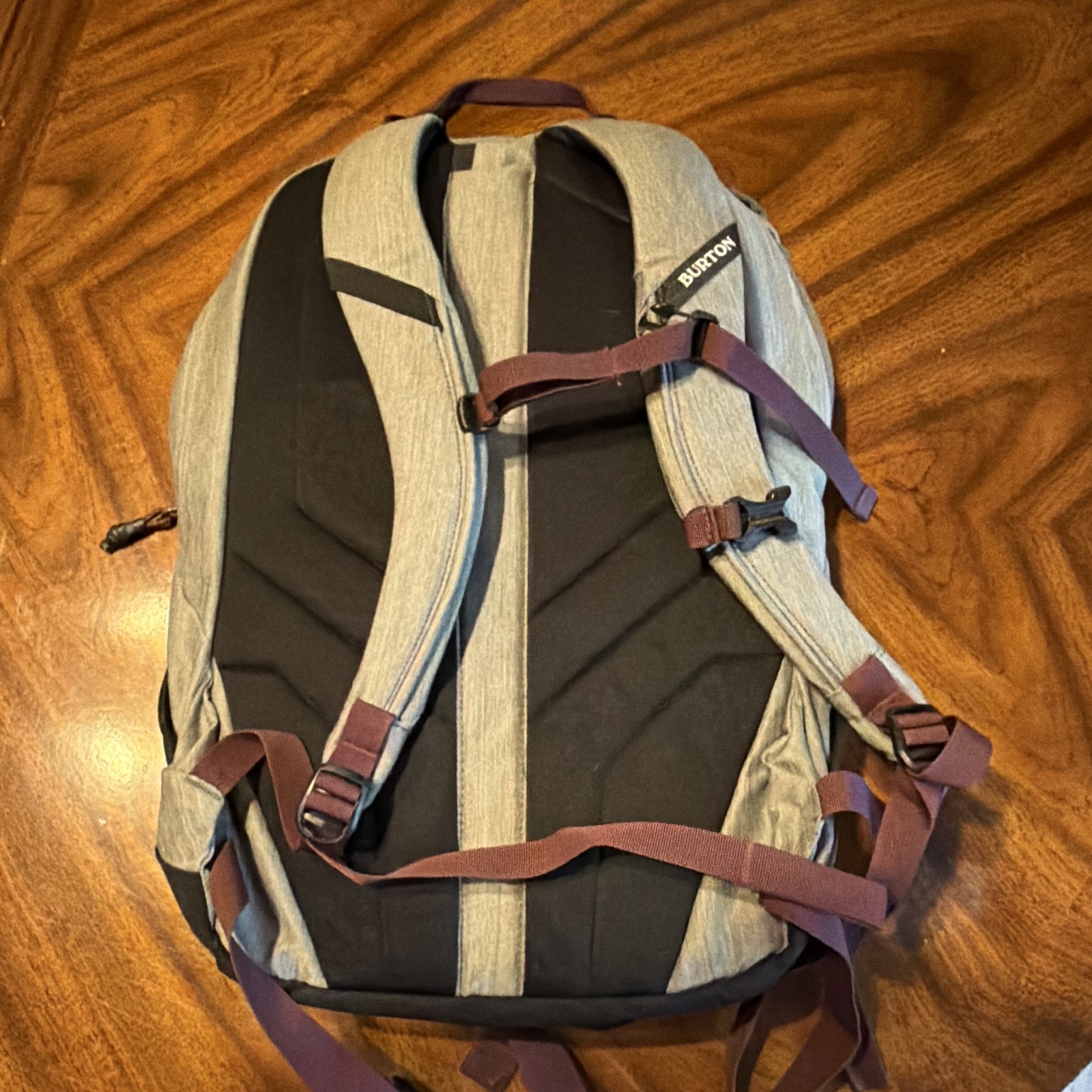Burton Gray/Black Backpack Buckle Closure Padded Straps External Pockets 3