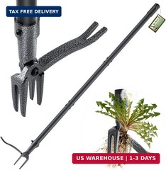 Stand Up Weed Puller Tool, 46″ Adjustable All-Metal Long Handle Weeder with 4-Cl