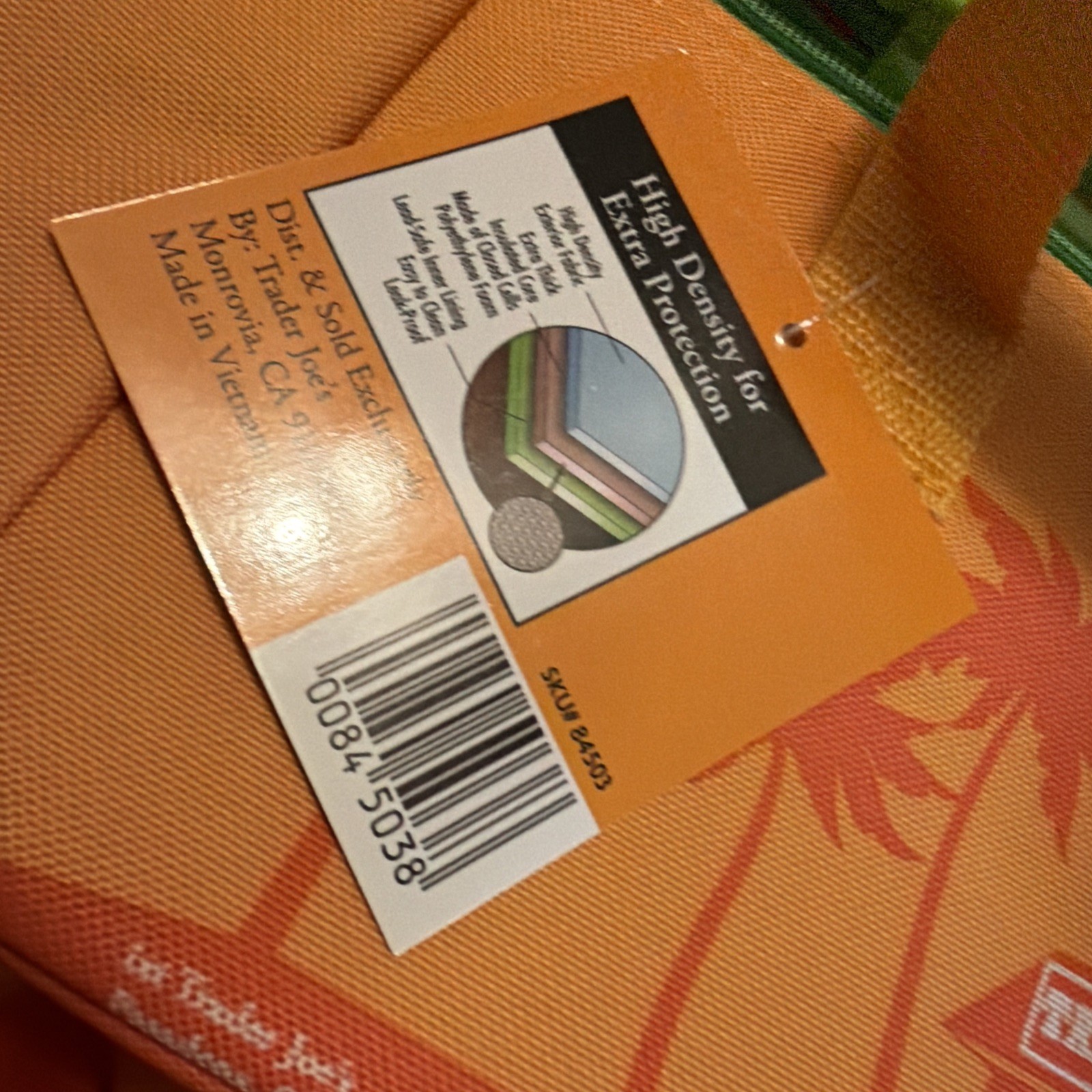 Brand New Trader Joe's Bag Mini Insulated Tote Bag Orange & Green with tags gallery