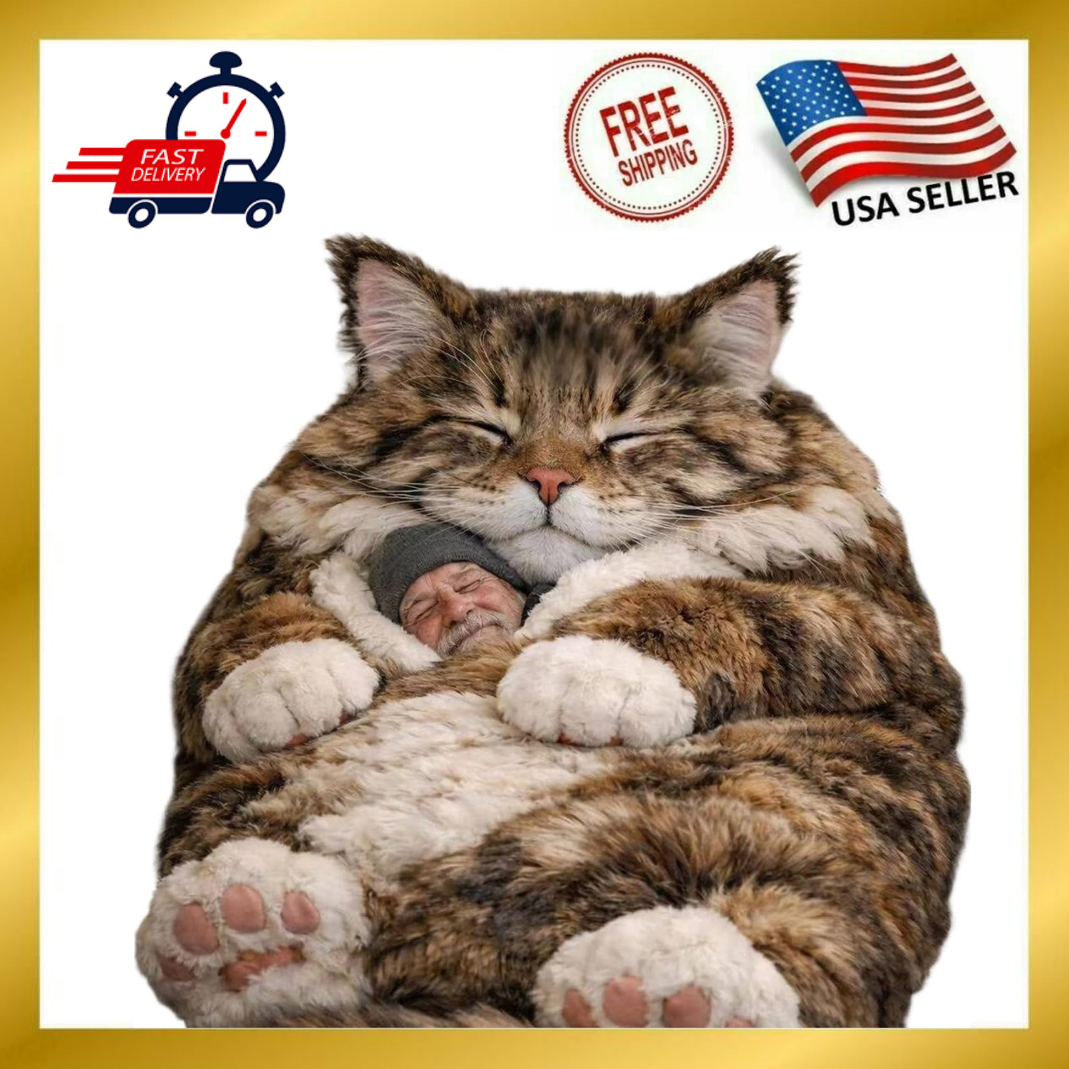 Giant Fluffy Plush Cat Sleeping Bag for Human Adults, Cozy Soft Warm Blanket Ani gallery