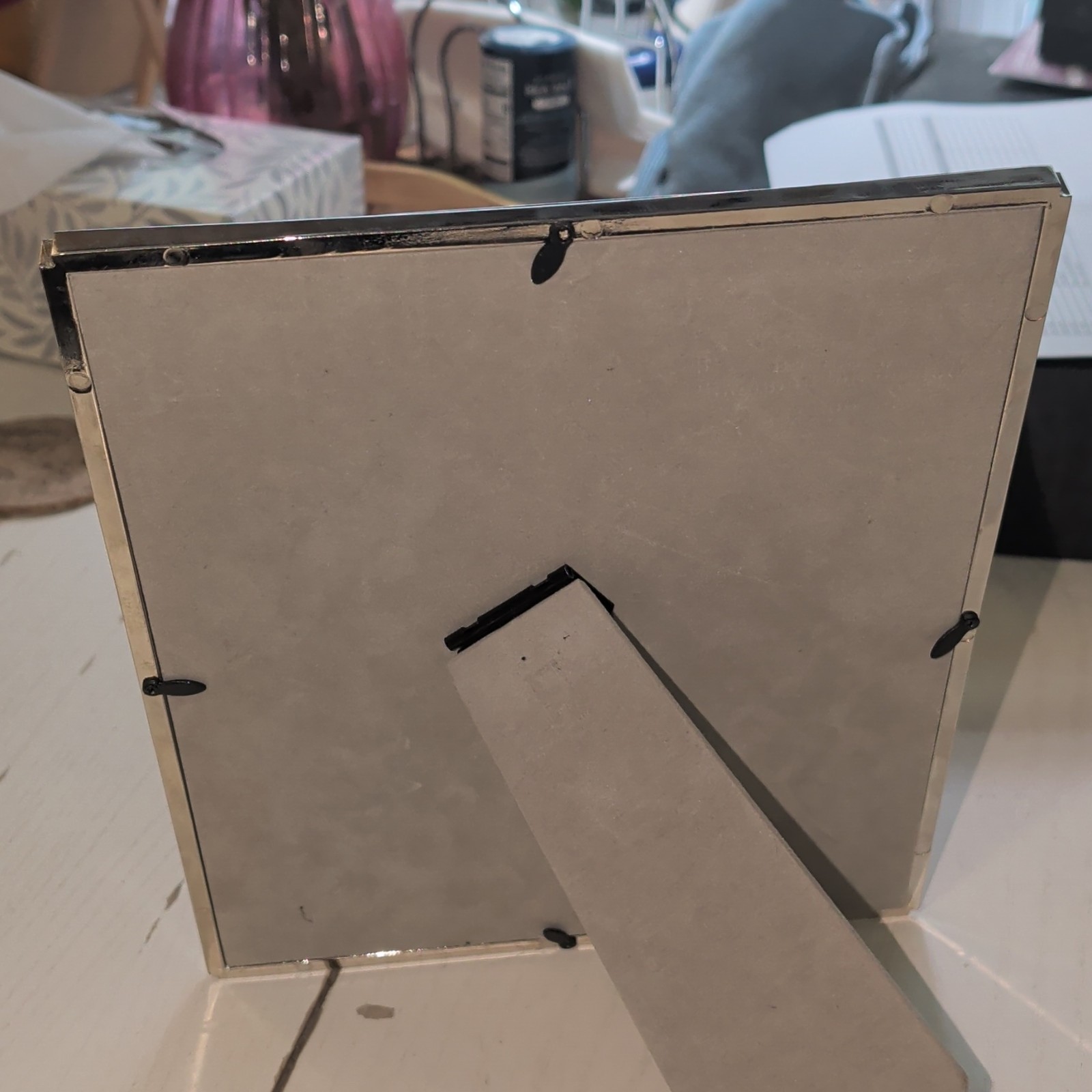Silver Metal 8x10 Freestanding Tabletop Photo Frame Rear-Loading Holds 1 gallery