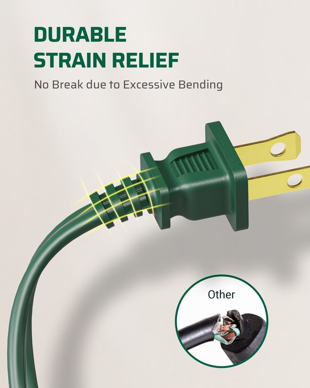 DEWENWILS 3-Pack 3 Ft Extension Cord with Multiple Outlets 2 Prong 16 AWG Green gallery