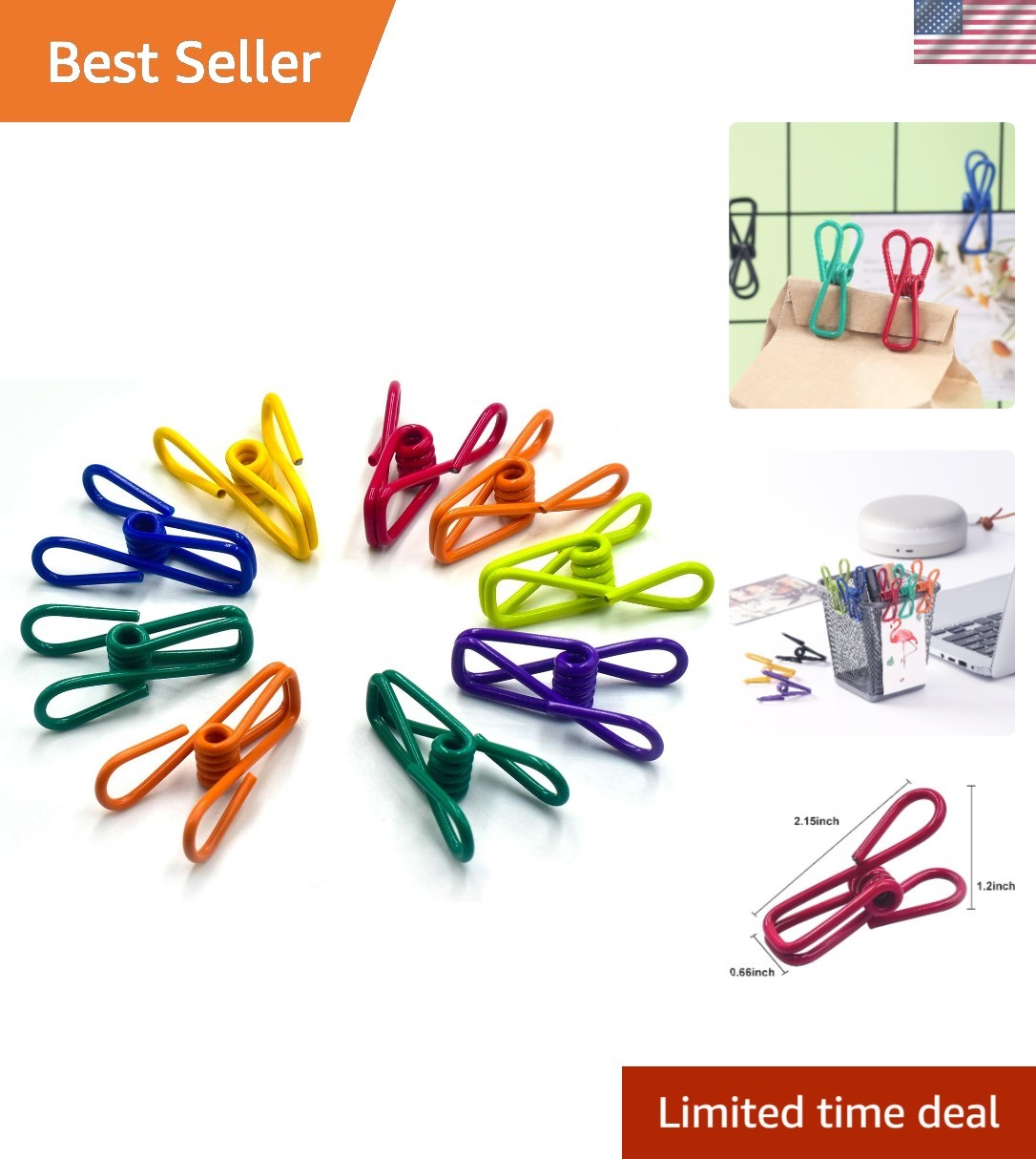 Chip Clips, Utility PVC-Coated Steel Clip for Food Package, Chips Bag, Clothe... gallery