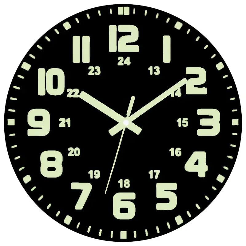 12'' -Illuminating Wall Clock - Silent Sweep Non-Ticking Vinyl Clock with Nig... gallery