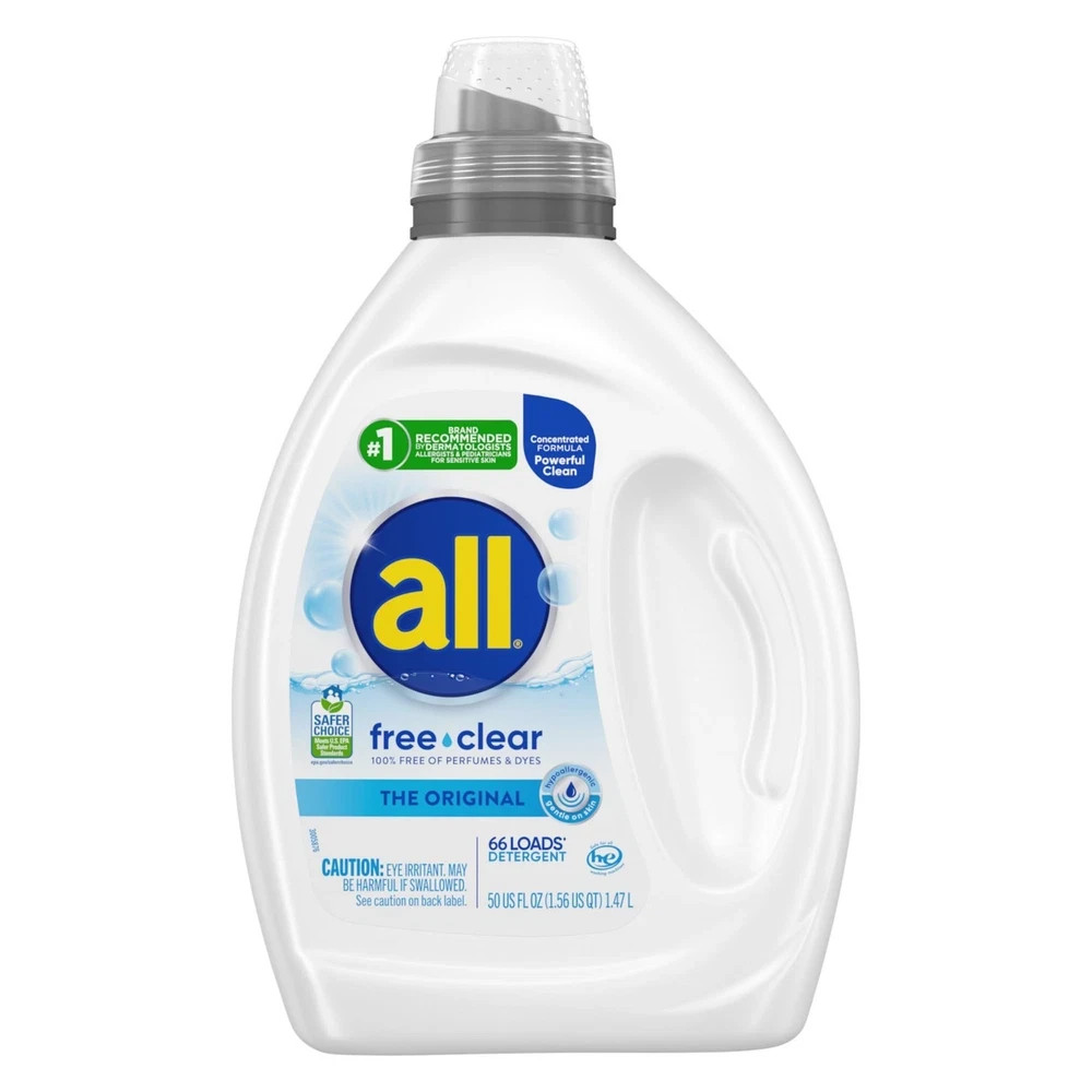 All Liquid Laundry Detergent Free Clear for Sensitive Skin Unscented 50oz gallery