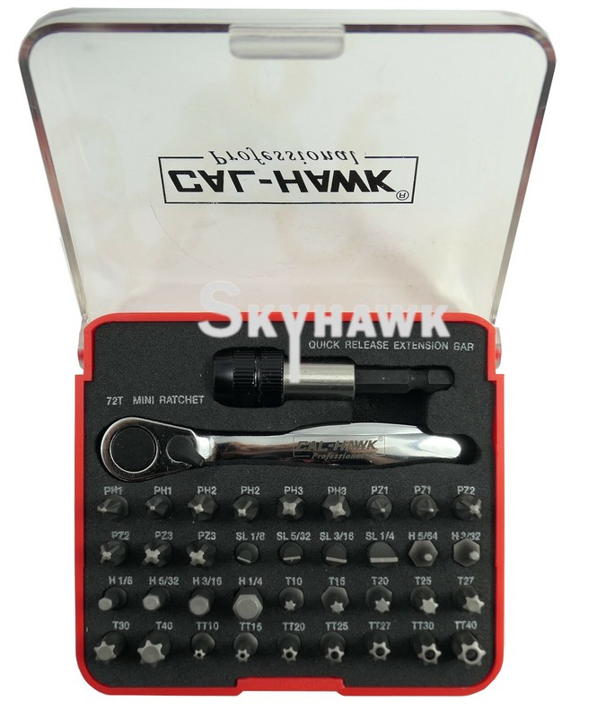 CAL HAWK 38pc Micro Mini Ratchet Quick Release Extension Bar and Bit Set NEW gallery