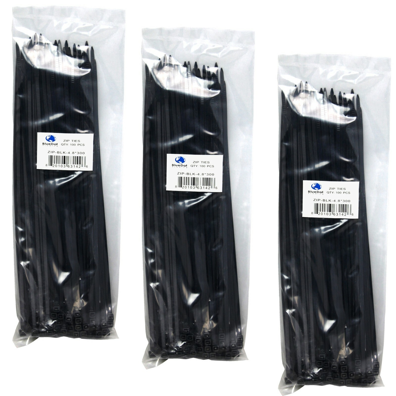 300 Pack Cable Ties Tie Wraps Plastic Nylon Zip Ties Strong Extra Long NEW 12" gallery