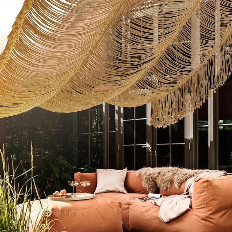 Macrame Curtain Boho Doorway Window Wall Decor Fiber Yarn Art Handwoven Hanging gallery