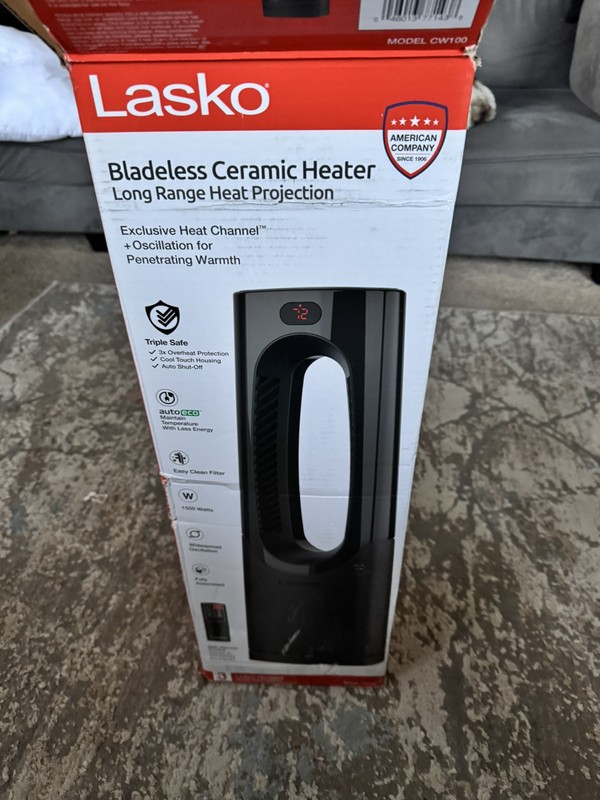 Bladeless 28' Electric Oscillating Tower Ceramic Space Heater W/REMOTE Black gallery