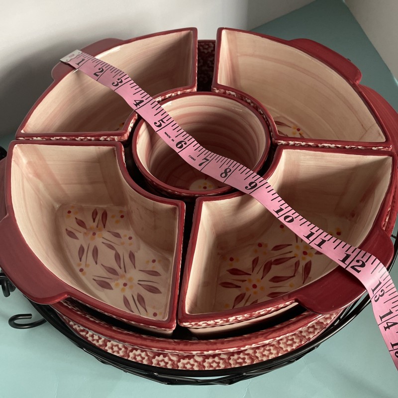 Temptations Versatile Old World Cranberry 8-Piece Lazy Susan Baking Set w Lids gallery