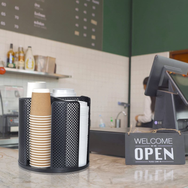 Cup and Lid Organizer, 360° Rotatable Coffee Cup Holder for Disposable Plasti... gallery