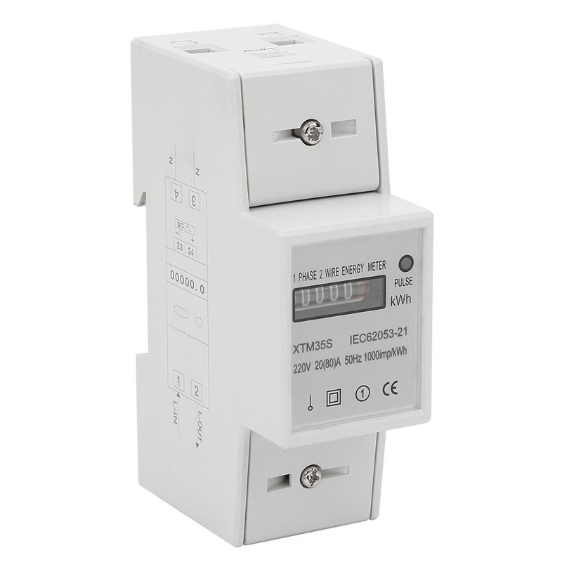 Digital 1 phase 2 Wire 2P Din Rail Electric Meter Electronic KWh Meter(20(80)A) gallery