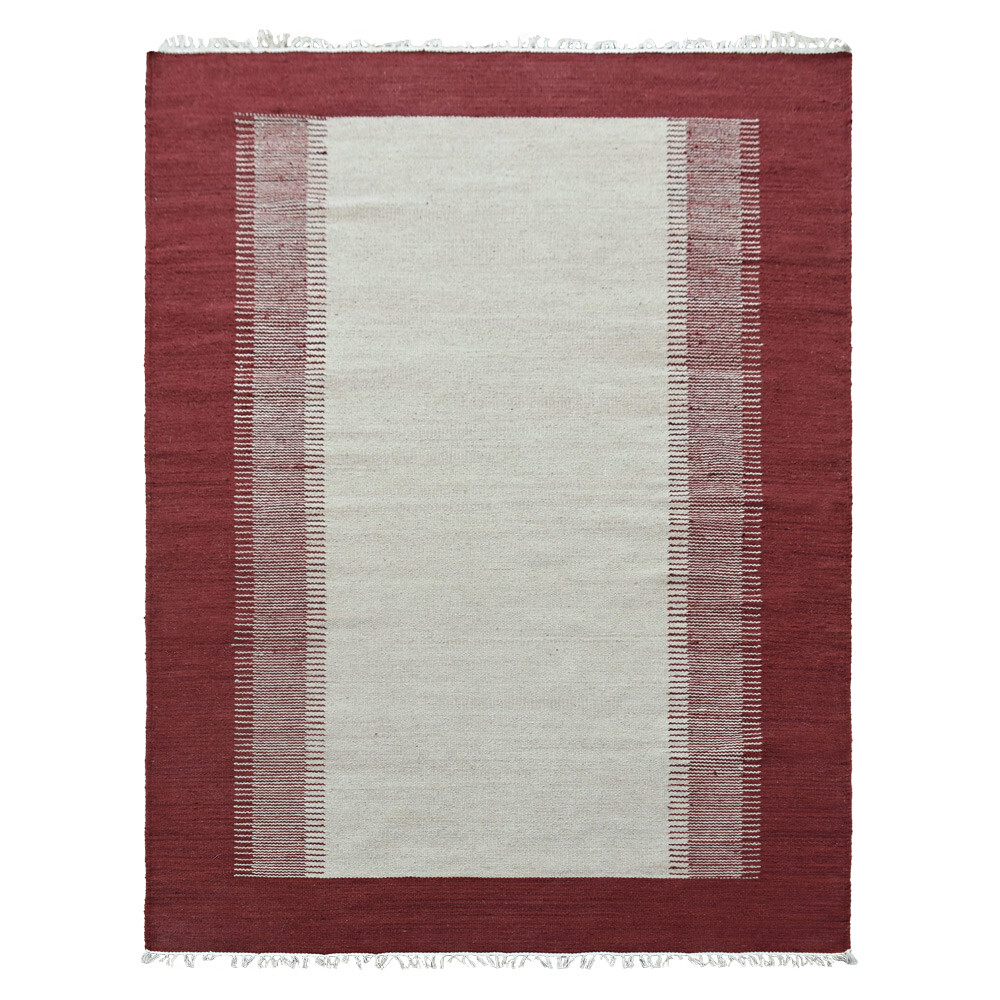 Hand Woven Flat Weave Kilim Wool Area Rug Contemporary Cream Wine Homes BBD00123 gallery