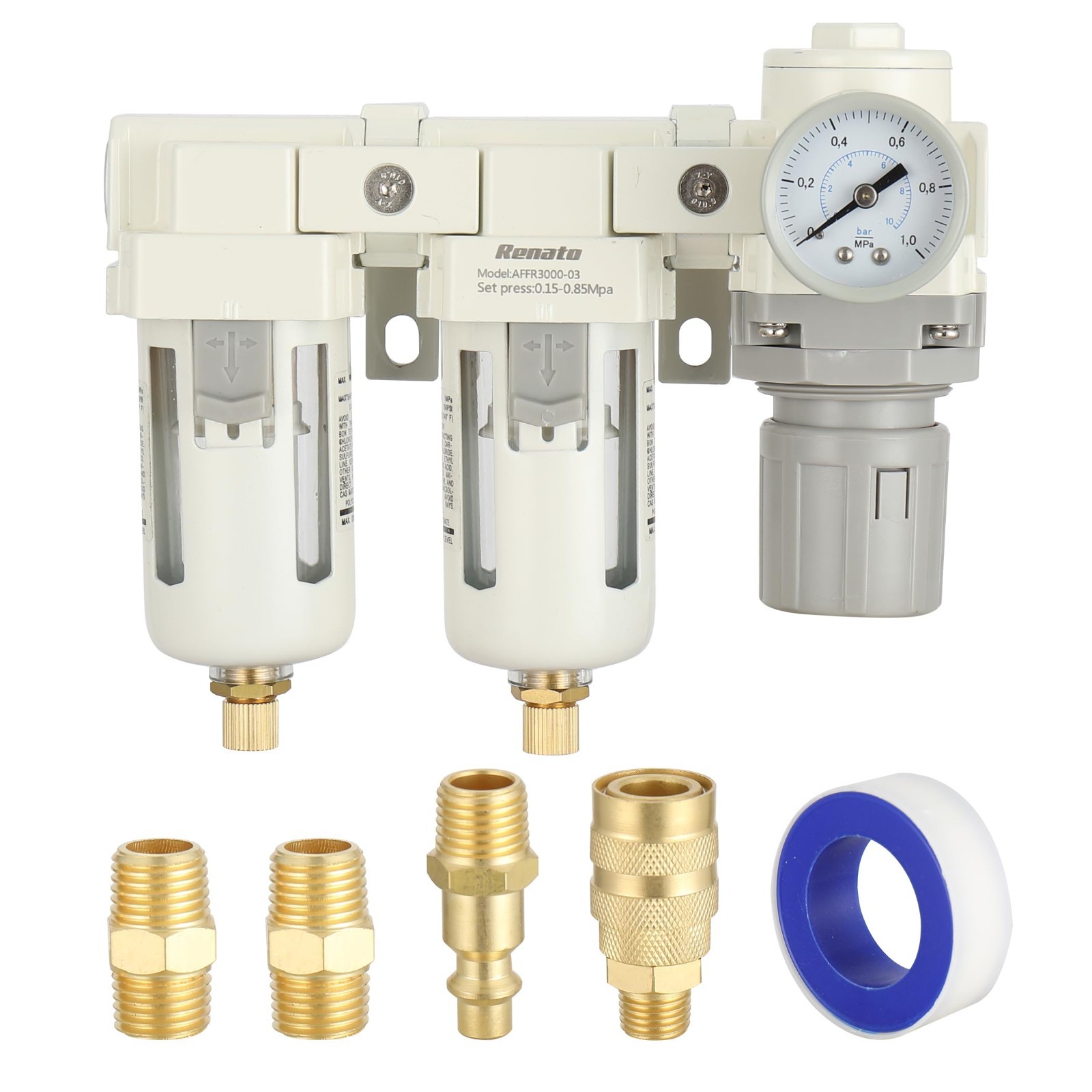 3/8" NPT Air Drying System - 0.01 Micron Filter, Pressure Regulator, 0-125psi Ga gallery
