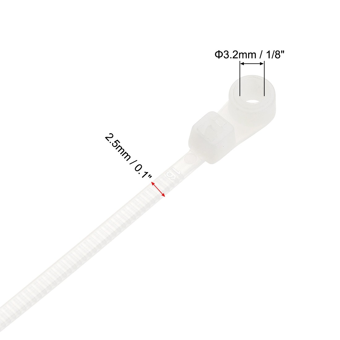 40 x Mount Head Cable Zip Ties 4 Inch Screw Hole Nylon Wire Strap White gallery