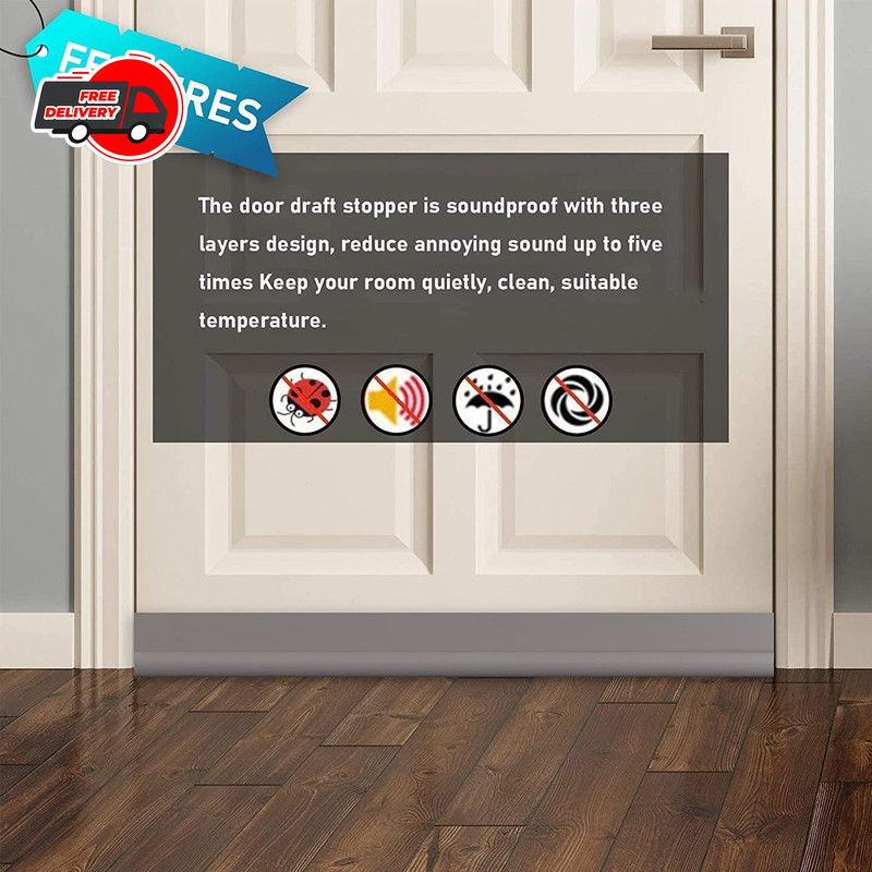 Door Draft Stopper under Noise, Blocker Insulator Sweep Bugs Mice Stripping Dust gallery