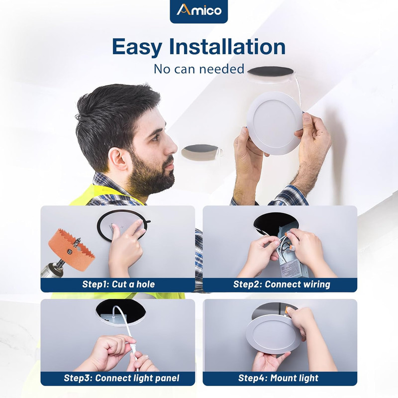 12 Pack 6" Dimmable Ultra-Thin LED Recessed Ceiling Lights, 1050LM, ETL&FCC gallery