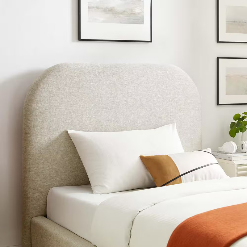 Keynote White Frame Twin Platform Bed with Upholstered Fabric gallery