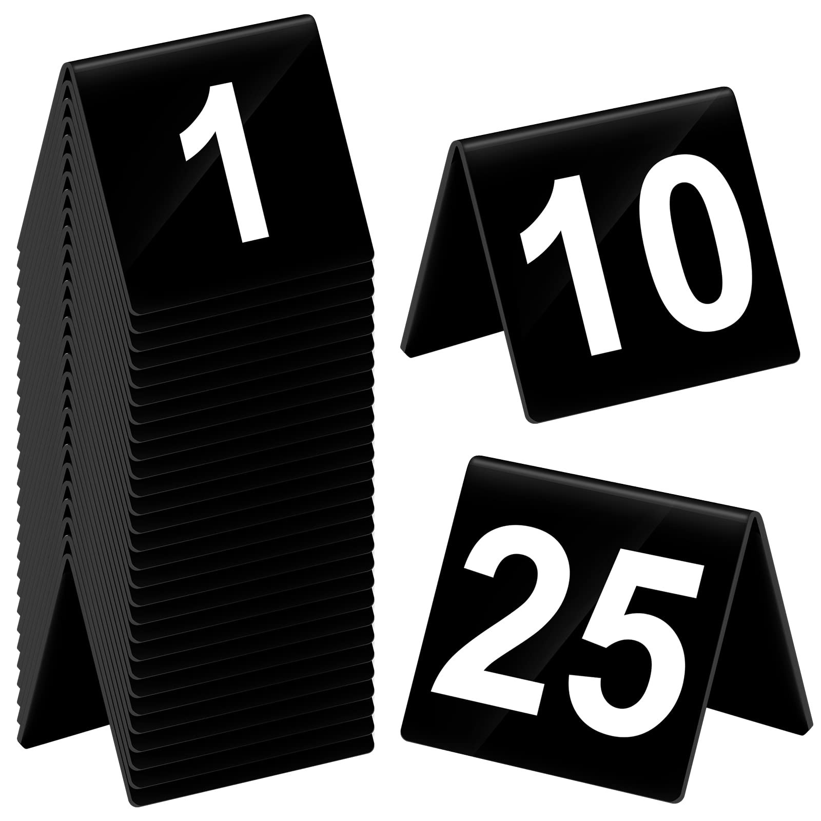 Tuanse Table Numbers 1-25 Acrylic Double 2.5 x 2.17 x 2 inches, Black, White gallery