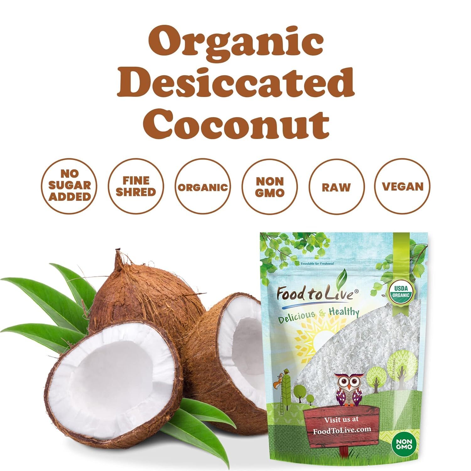 Organic Fine Shredded Coconut – Non-GMO, Raw, Unsweetened Flakes, Unsulfured gallery