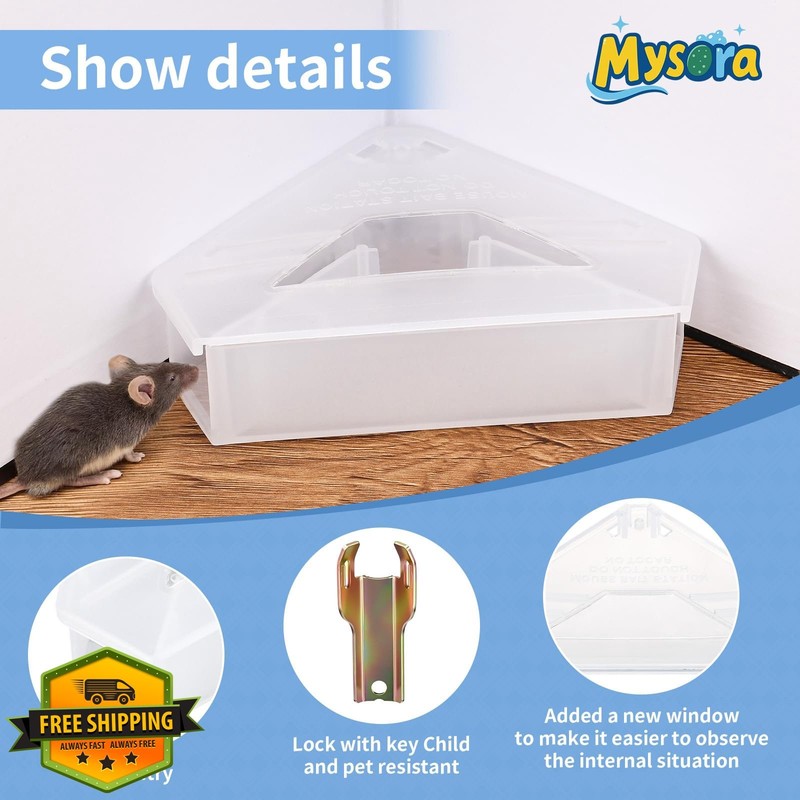 Mysora 6 Pc Mouse Bait Stations Lockable Translucent gallery