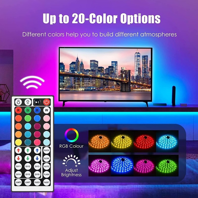 32ft LED Strip Lights Remote Control Bedroom for Indoor Use gallery