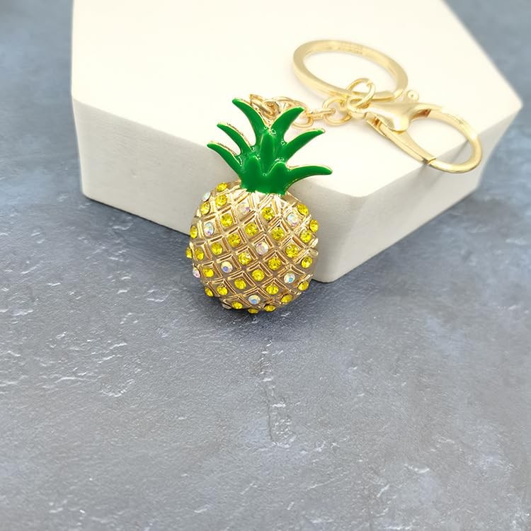 Cute Pineapple Shaped Rhinestone Keychain Car Bag Phone Purse Charm Yellow gallery