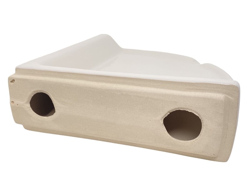 Tenedos Bone Glazed Ceramic Corner Shower Shelf, Large, 8.5" x 8.5" gallery