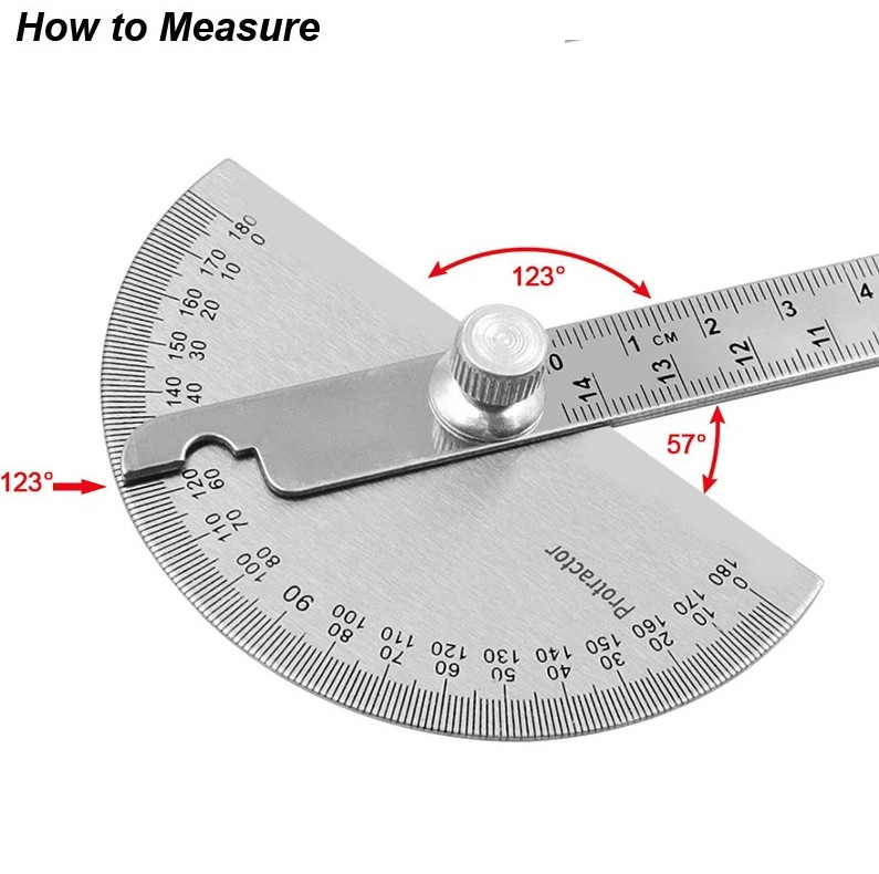 1pc Stainless Steel Angle Meter Protractor Ruler 180° Gauge Tool - NEW gallery