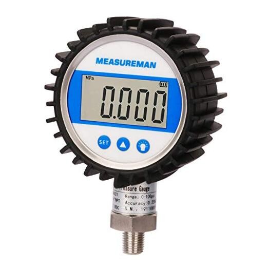 3-1/8" Dial Size, Digital Pressure Gauge/bar/Mpa, 1/4" NPT Lower 0-10000psi gallery