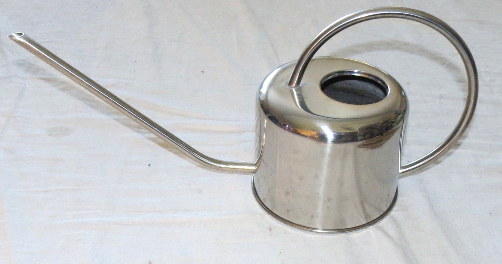 Watering Can - Silvertone Metal - Round Body - 15 inches total length gallery