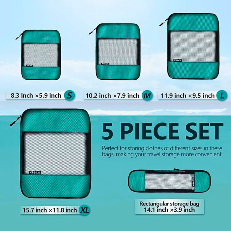 Compression Packing Cubes Set – 5 Lightweight Luggage Organizers bags for Travel gallery