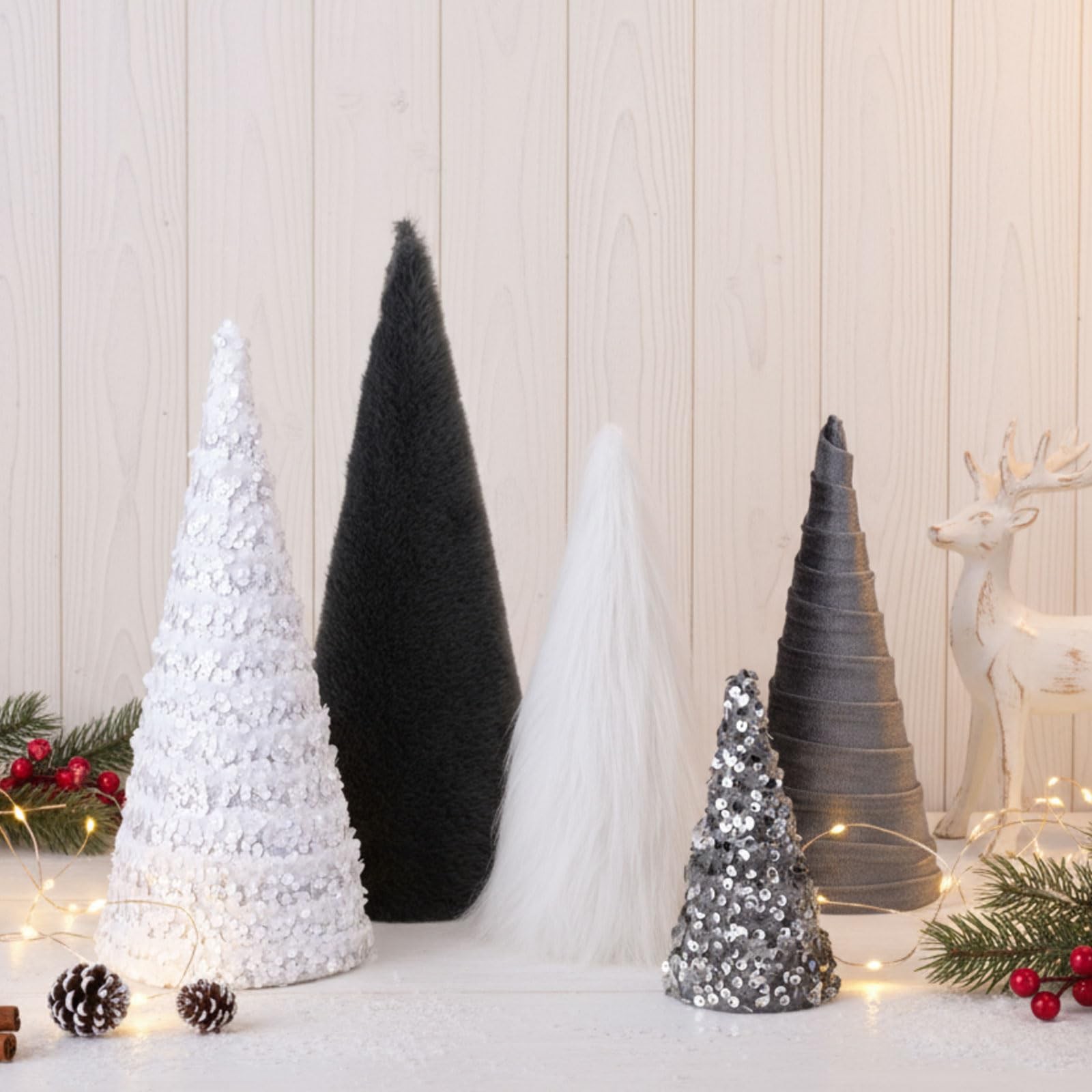 5 Pcs Christmas Cone Tree Centerpieces, Glitter Christmas Cone Tree Table Dec... gallery