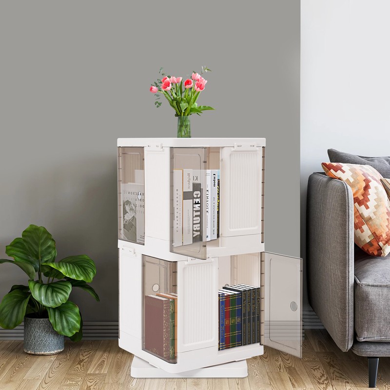 2-Tier Rotating Bookshelf, Book Storage Shelf, Floor Standing Rotating Bookcase gallery