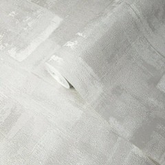 Grayish tan off white metallic Rusted faux concrete plaster textured wallpaper