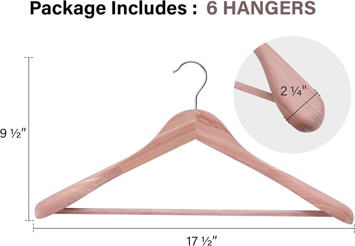 Red Cedar Wood Hangers 6 Pack, Extra Wide Shoulder Wooden Hanger for for Suit... gallery