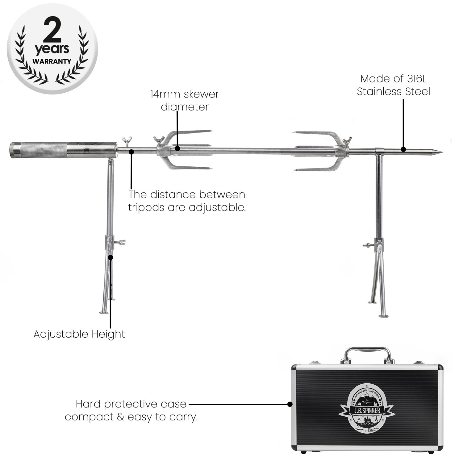 LB Spinner Classic Portable Battery Operated BBQ Spinner Rotisserie Grill gallery
